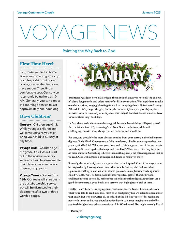 January 2025 Newsletter Voyage Community Church in Wyoming, MI