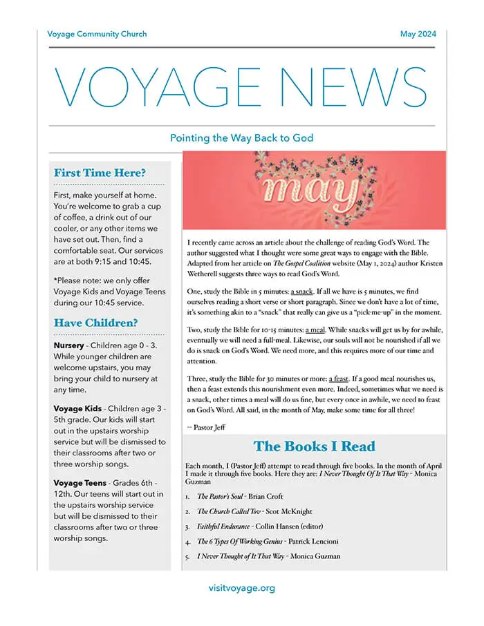 May 2024 Newsletter Voyage Community Church in Wyoming, MI