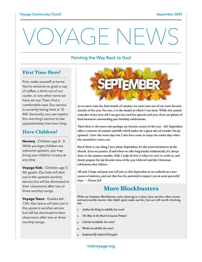 September 2024 Newsletter Voyage Community Church in Wyoming, MI