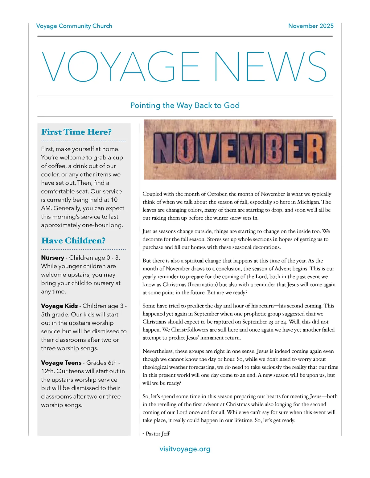 November News 2025 Voyage Community Church in Wyoming, MI